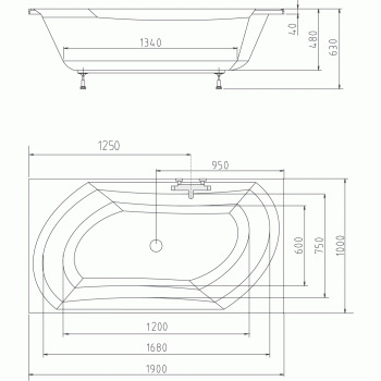 LINEAR vasca due posti 100x190 cm