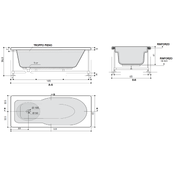 COMODOSA VASCHE DA BAGNO 160 X 70 - 170 X 70 - 165 x 65    