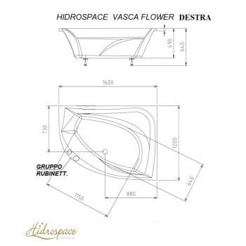 FLOWER 120 x 160 VASCA DA BAGNO ASIMMETRICA