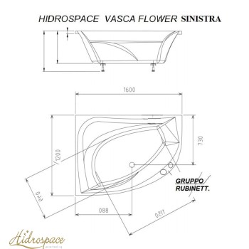 FLOWER 120 x 160 VASCA DA BAGNO ASIMMETRICA