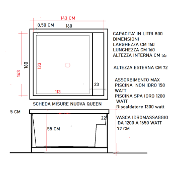 QUEEN 175x175 VASCA IDROMASSAGGIO 