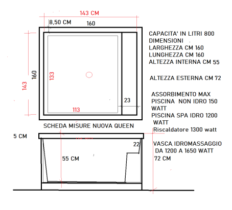 QUEEN 175x175 VASCA IDROMASSAGGIO 