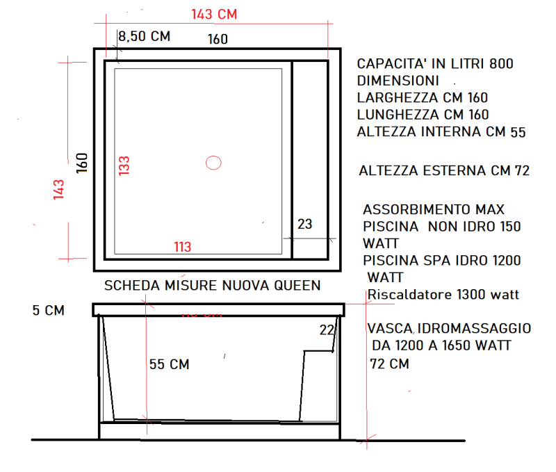 QUEEN 175x175 VASCA IDROMASSAGGIO 