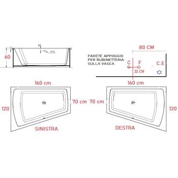 TRIAL 120 X 160 VASCA ASIMMETRICA